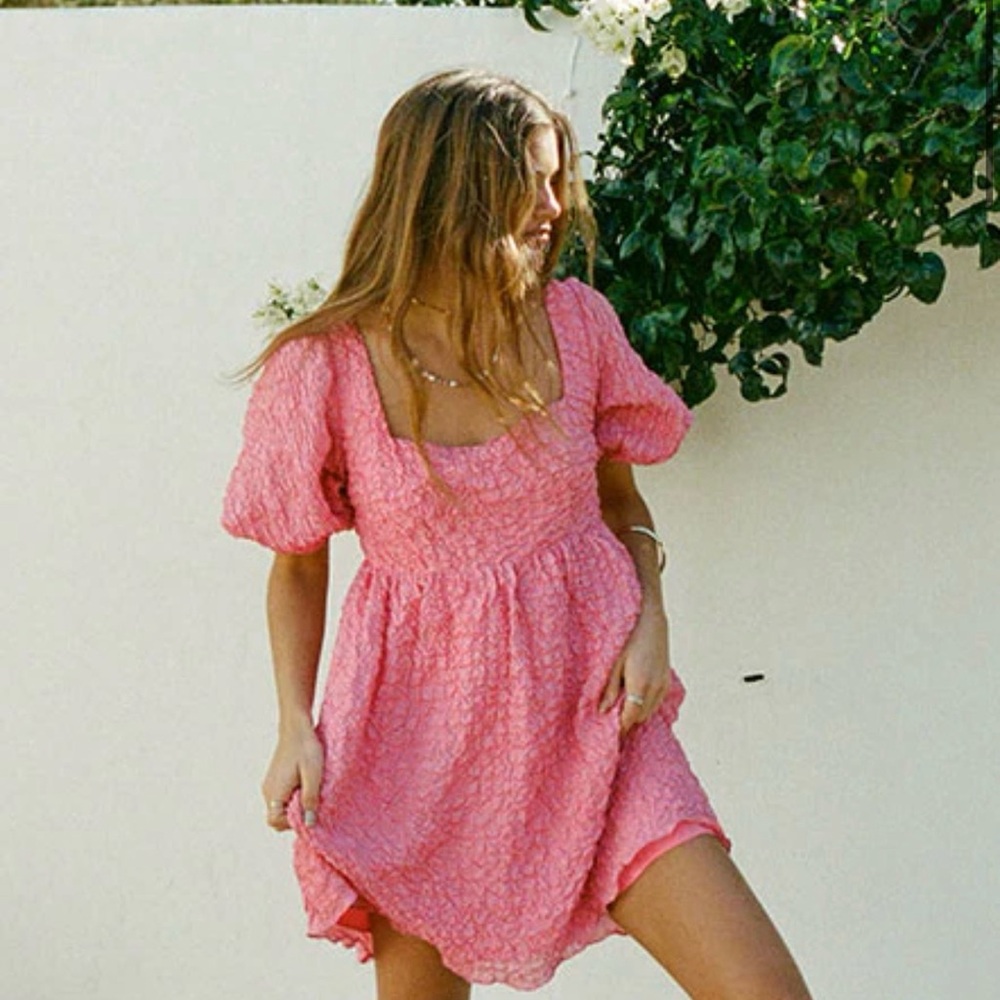 Sabo Vellona Dress Women size small Pink Puff Sleeve Flowy Whimsical NEW